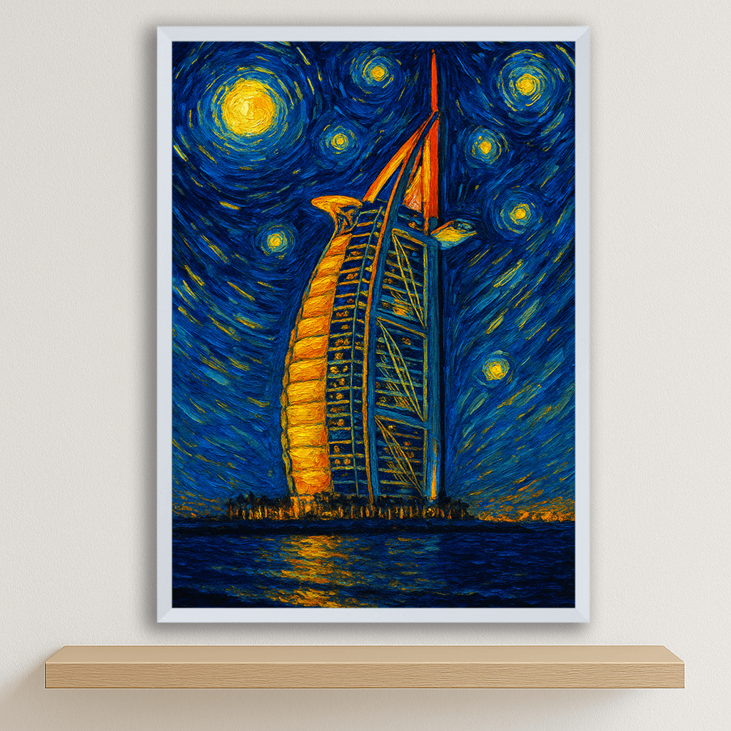 Quadri stampe d'autore Burj Al Arab stile Gogh | Incorniciamoci