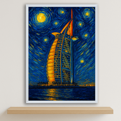 Quadri stampe d'autore Burj Al Arab stile Gogh | Incorniciamoci