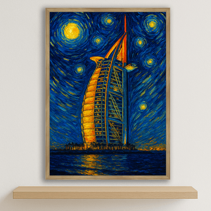 Quadri stampe d'autore Burj Al Arab stile Gogh | Incorniciamoci