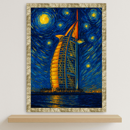 Quadri stampe d'autore Burj Al Arab stile Gogh | Incorniciamoci