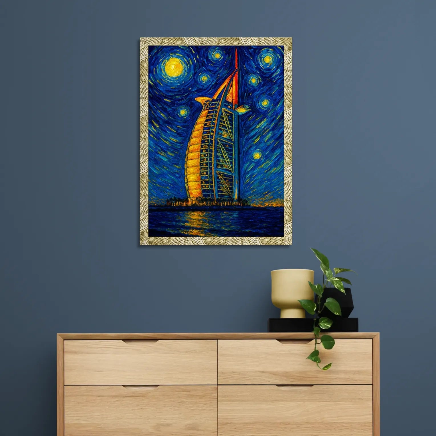 Quadri stampe d'autore Burj Al Arab stile Gogh | Incorniciamoci