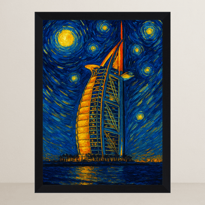 Quadri stampe d'autore Burj Al Arab stile Gogh | Incorniciamoci
