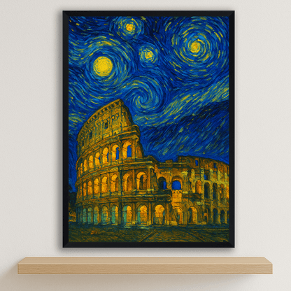 Quadri stampe d'autore Colosseo di Roma stile Gogh | Incorniciamoci