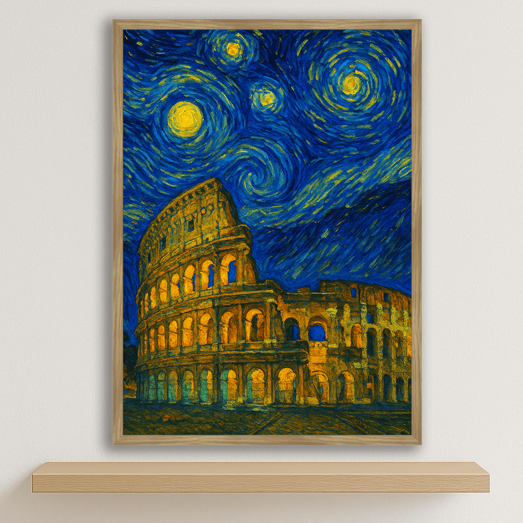 Quadri stampe d'autore Colosseo di Roma stile Gogh | Incorniciamoci