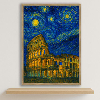 Quadri stampe d'autore Colosseo di Roma stile Gogh | Incorniciamoci