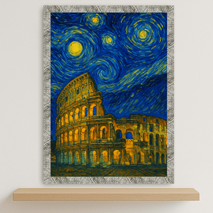 Quadri stampe d'autore Colosseo di Roma stile Gogh | Incorniciamoci