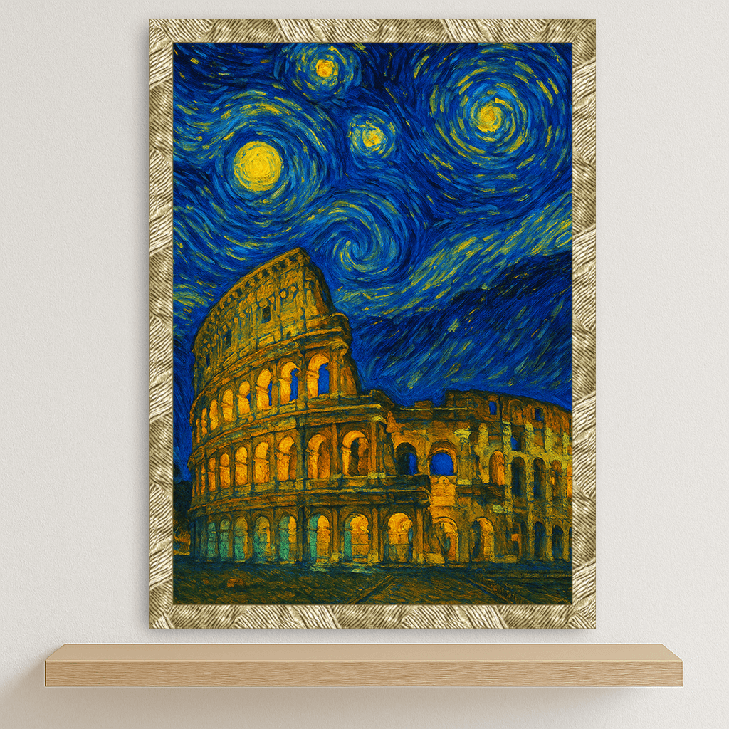 Quadri stampe d'autore Colosseo di Roma stile Gogh | Incorniciamoci