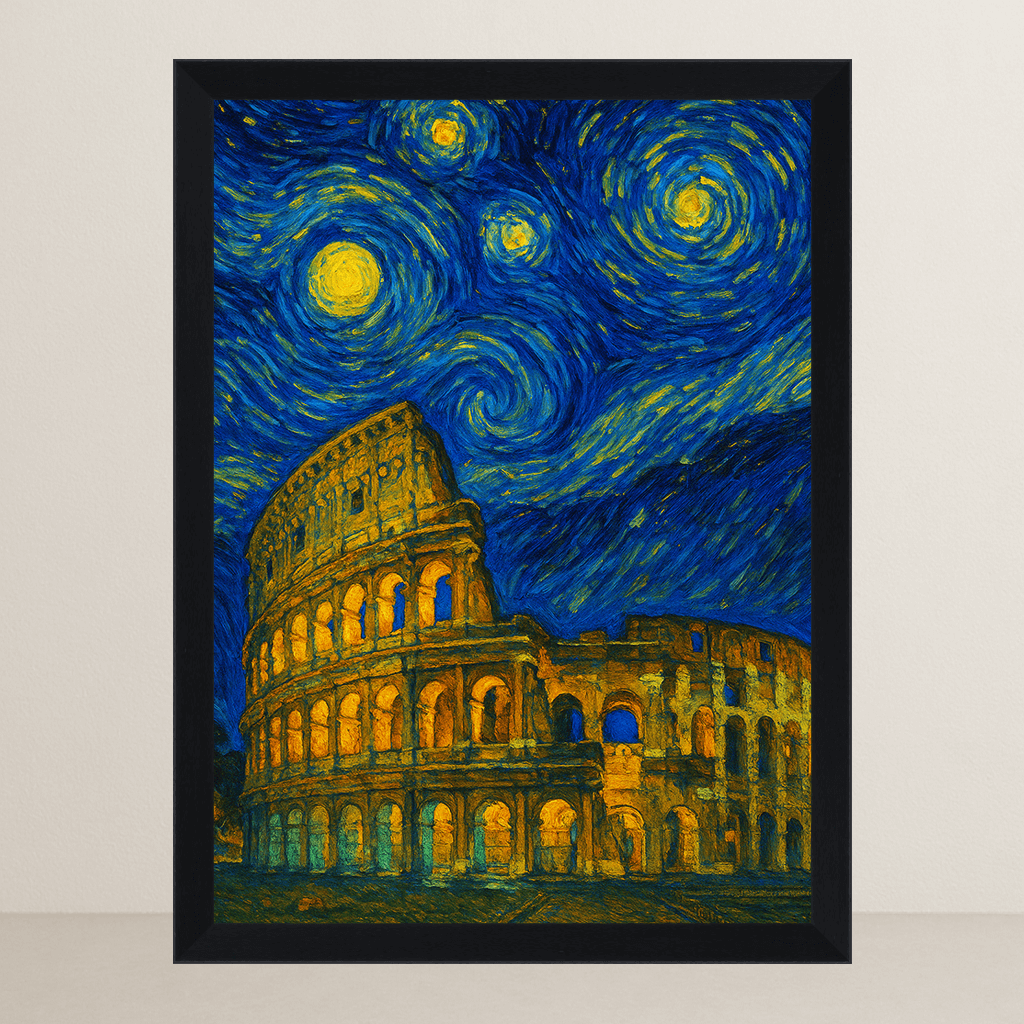 Quadri stampe d'autore Colosseo di Roma stile Gogh | Incorniciamoci
