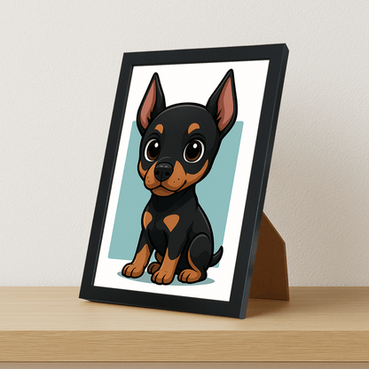 Quadri stampe d'autore Doberman in stile Chibi | Incorniciamoci