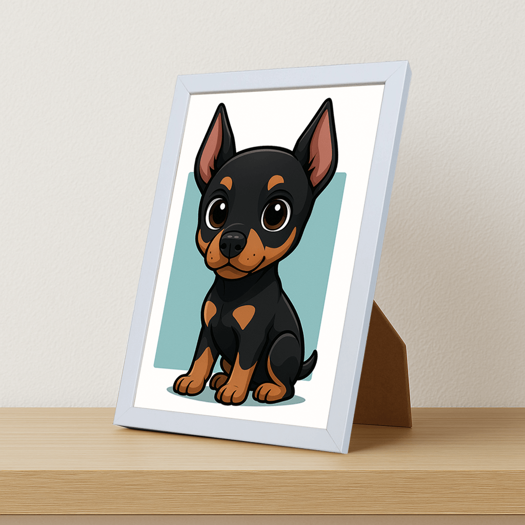Quadri stampe d'autore Doberman in stile Chibi | Incorniciamoci