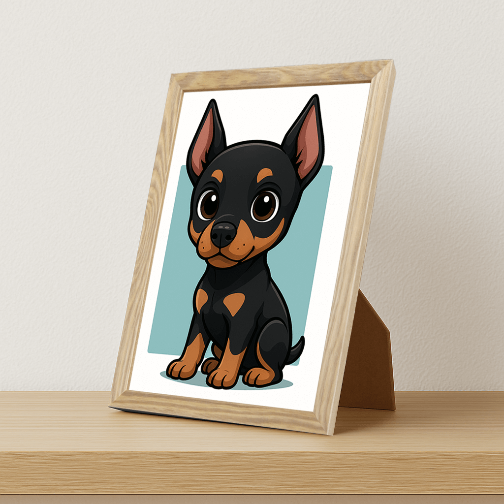Quadri stampe d'autore Doberman in stile Chibi | Incorniciamoci