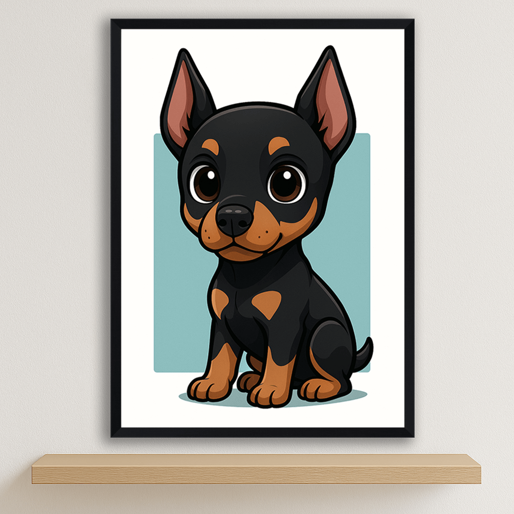 Quadri stampe d'autore Doberman in stile Chibi | Incorniciamoci