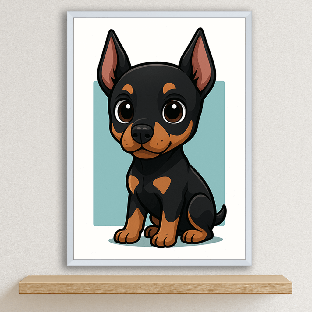 Quadri stampe d'autore Doberman in stile Chibi | Incorniciamoci