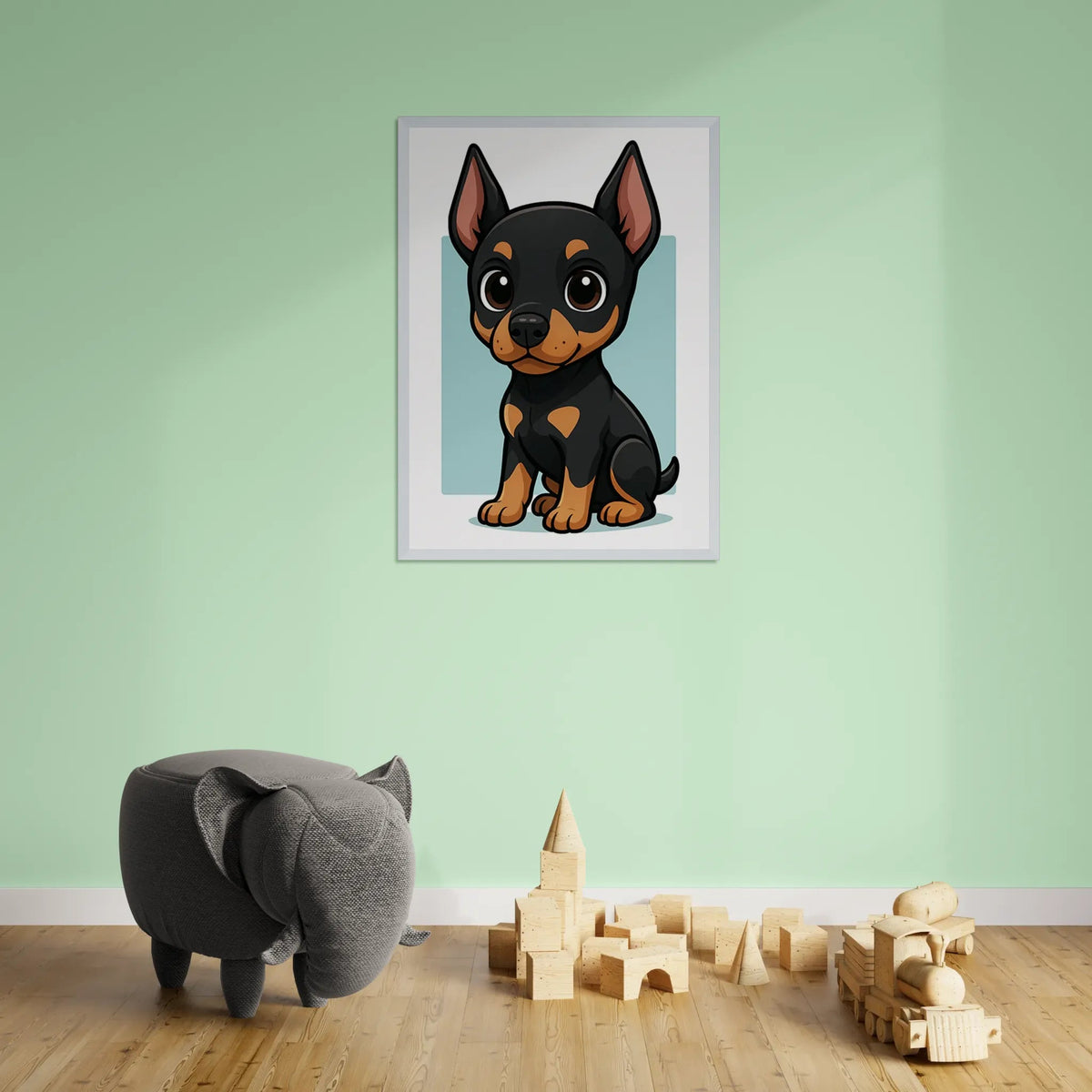 Quadri stampe d'autore Doberman in stile Chibi | Incorniciamoci