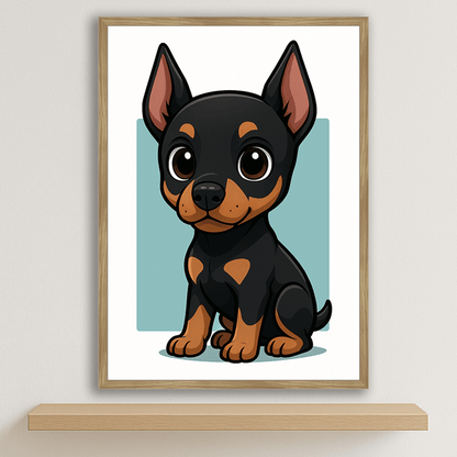 Quadri stampe d'autore Doberman in stile Chibi | Incorniciamoci