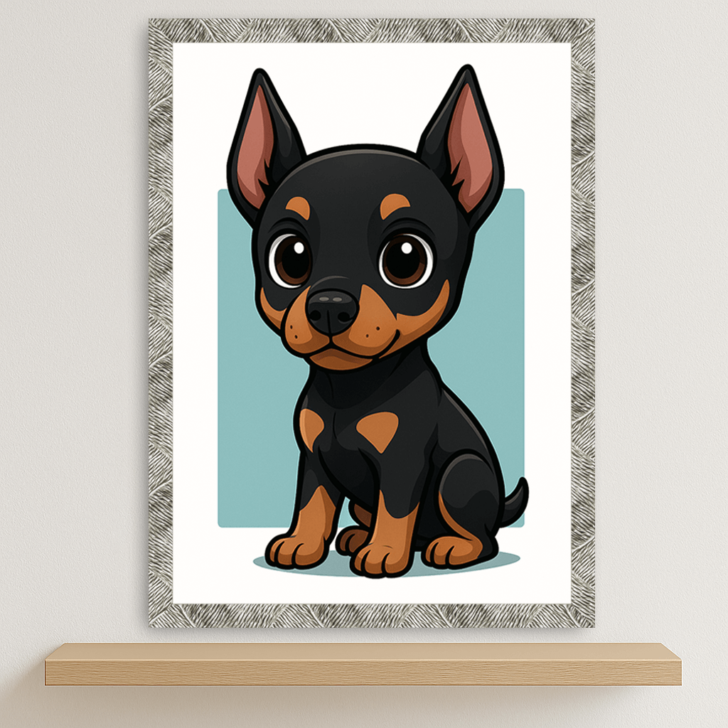 Quadri stampe d'autore Doberman in stile Chibi | Incorniciamoci