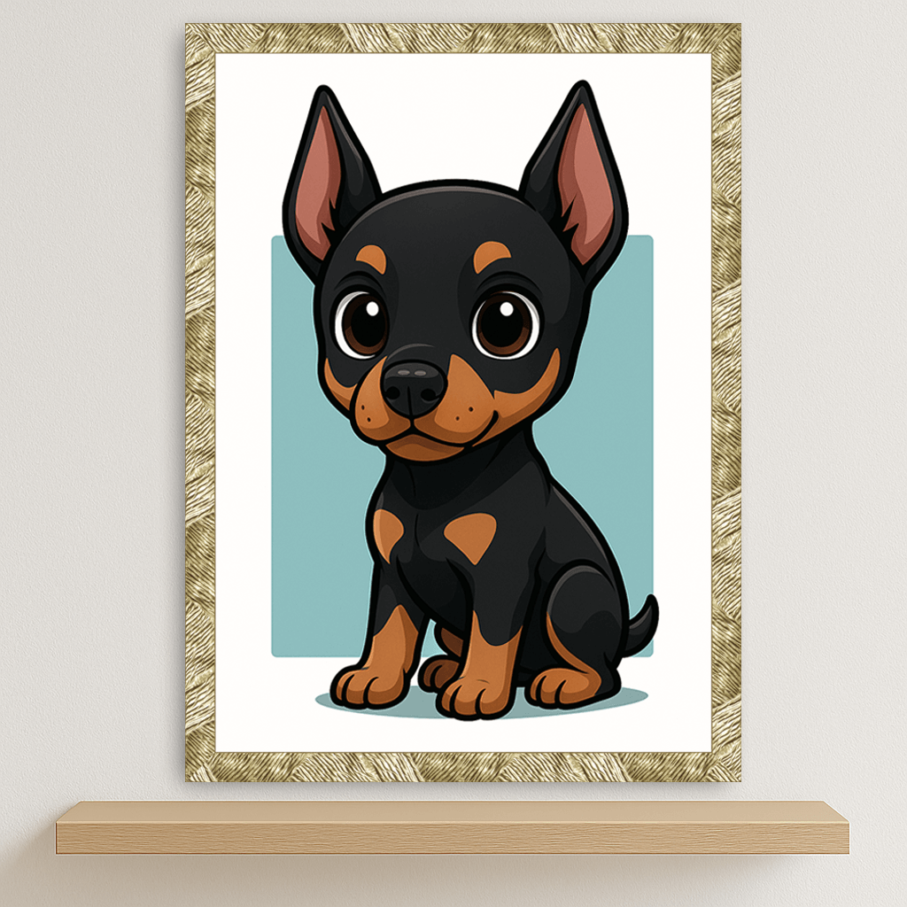 Quadri stampe d'autore Doberman in stile Chibi | Incorniciamoci