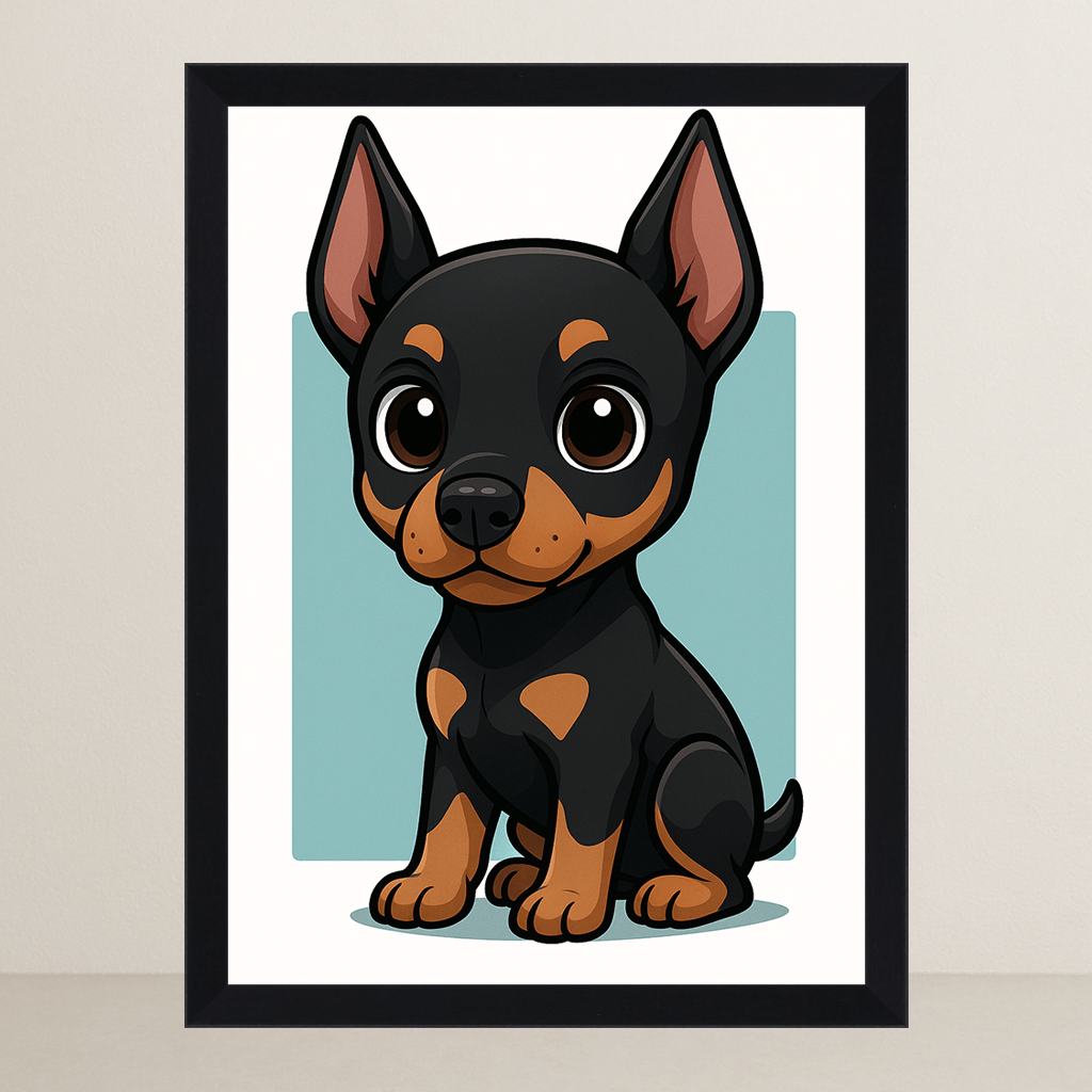 Quadri stampe d'autore Doberman in stile Chibi | Incorniciamoci