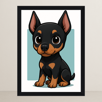 Quadri stampe d'autore Doberman in stile Chibi | Incorniciamoci