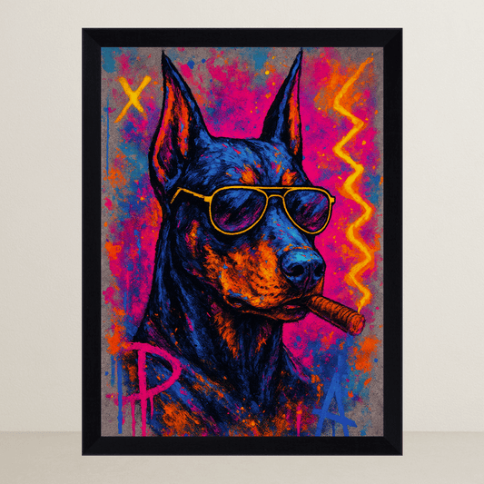 Quadri stampe d'autore Dobermann Smoke Icon | Incorniciamoci