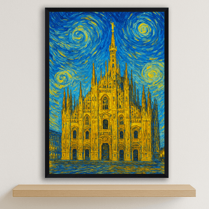 Quadri stampe d'autore Duomo di Milano stile Gogh | Incorniciamoci