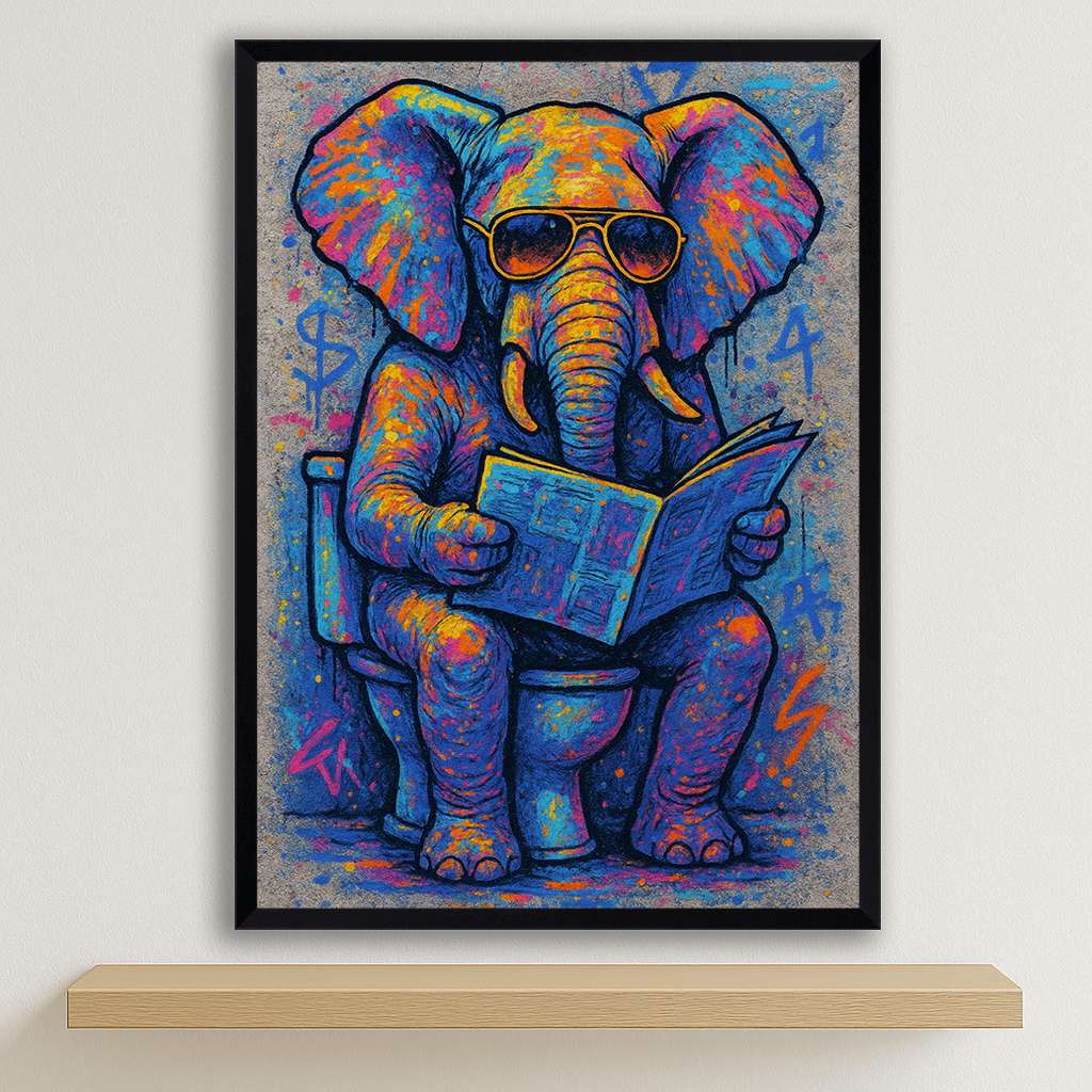 Quadri stampe d'autore Elefante WC | Incorniciamoci