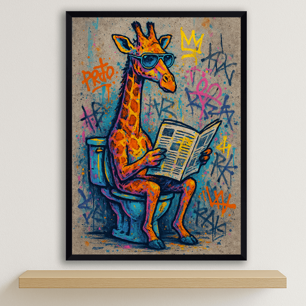 Quadri stampe d'autore Giraffa WC | Incorniciamoci