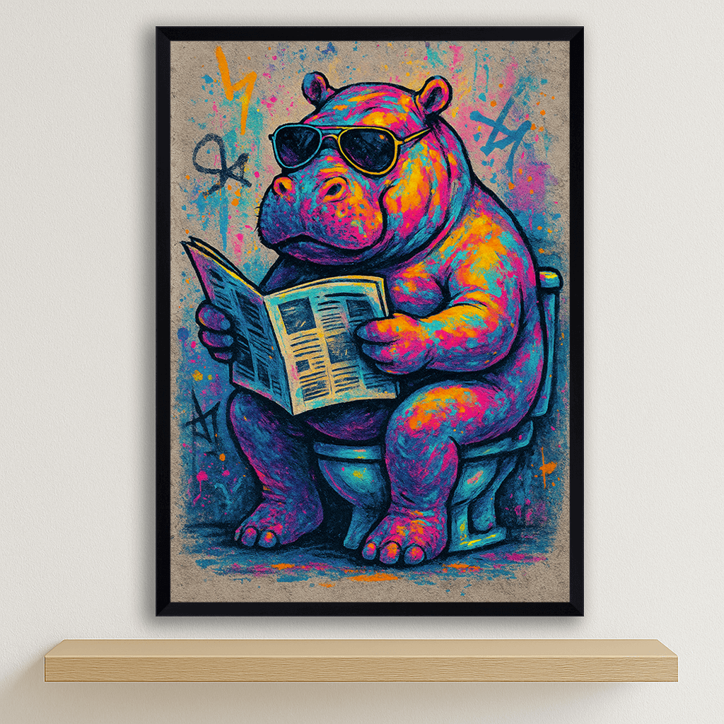 Quadri stampe d'autore Ippopotamo WC | Incorniciamoci