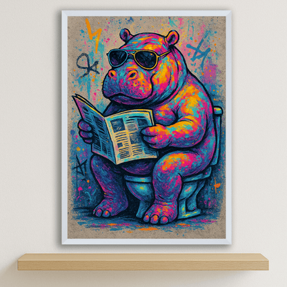 Quadri stampe d'autore Ippopotamo WC | Incorniciamoci