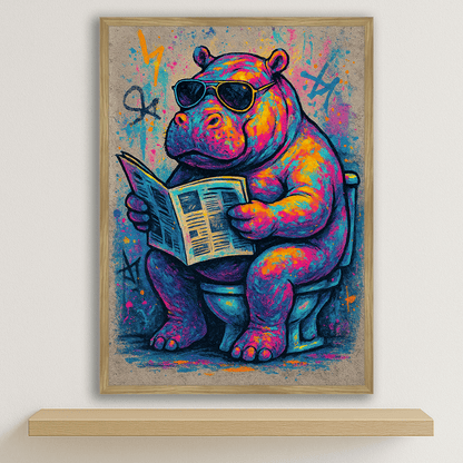 Quadri stampe d'autore Ippopotamo WC | Incorniciamoci