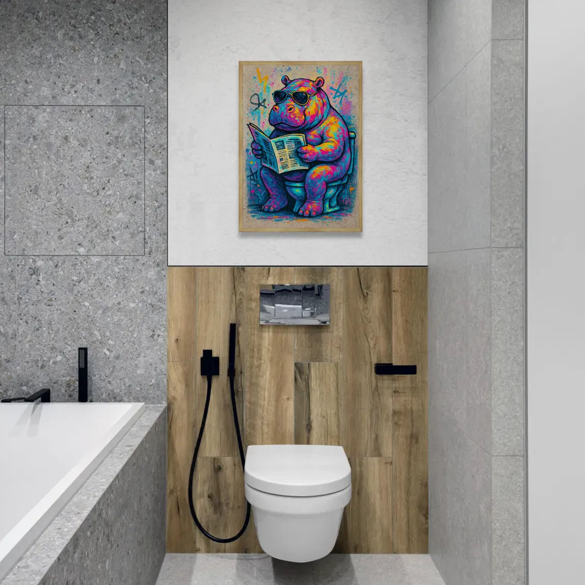 Quadri stampe d'autore Ippopotamo WC | Incorniciamoci