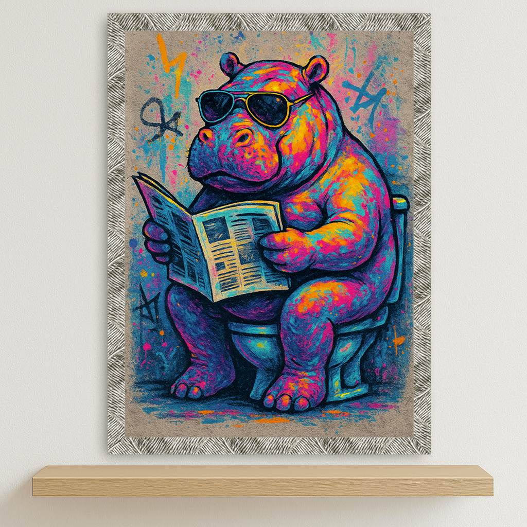 Quadri stampe d'autore Ippopotamo WC | Incorniciamoci