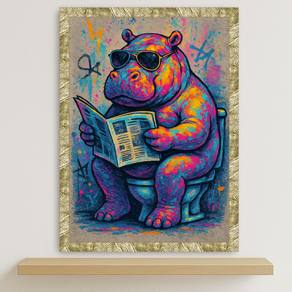 Quadri stampe d'autore Ippopotamo WC | Incorniciamoci