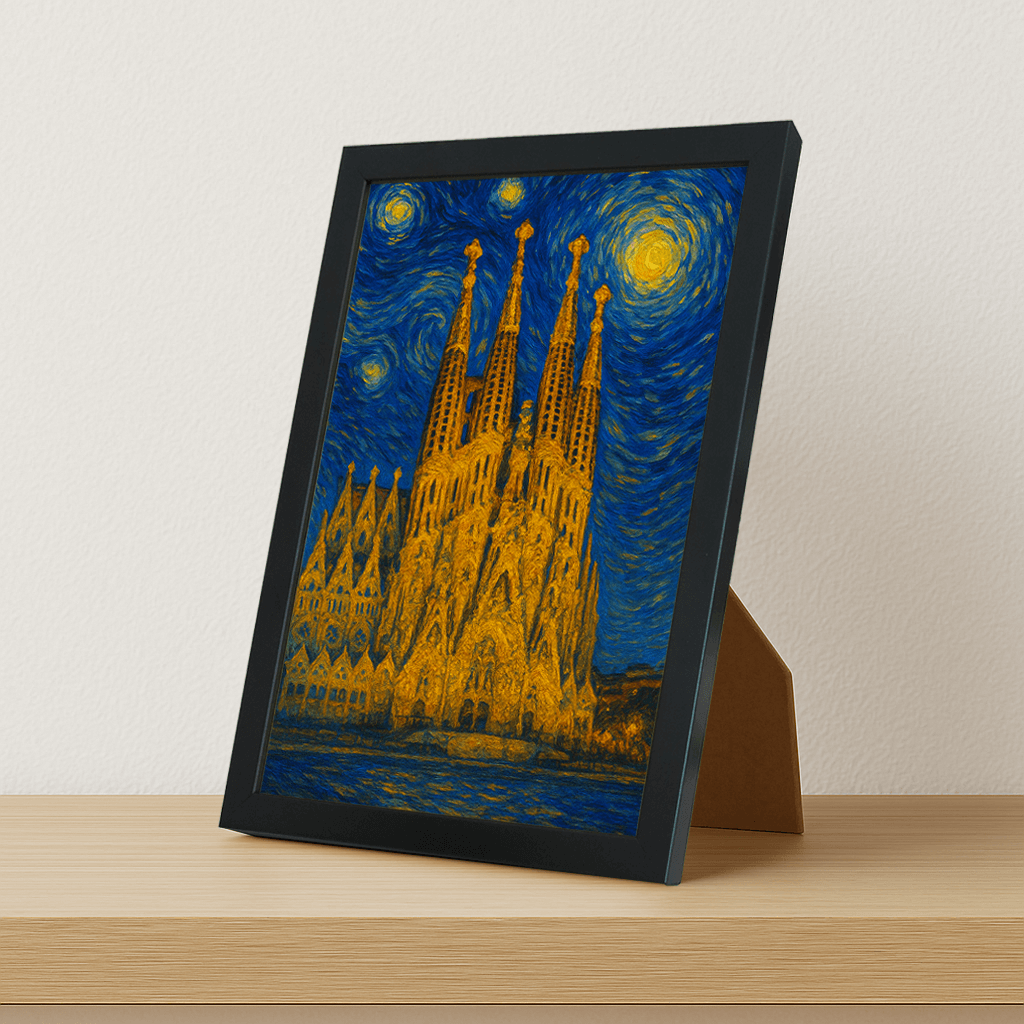 Quadri stampe d'autore La Sagrada Familia stile Gogh | Incorniciamoci
