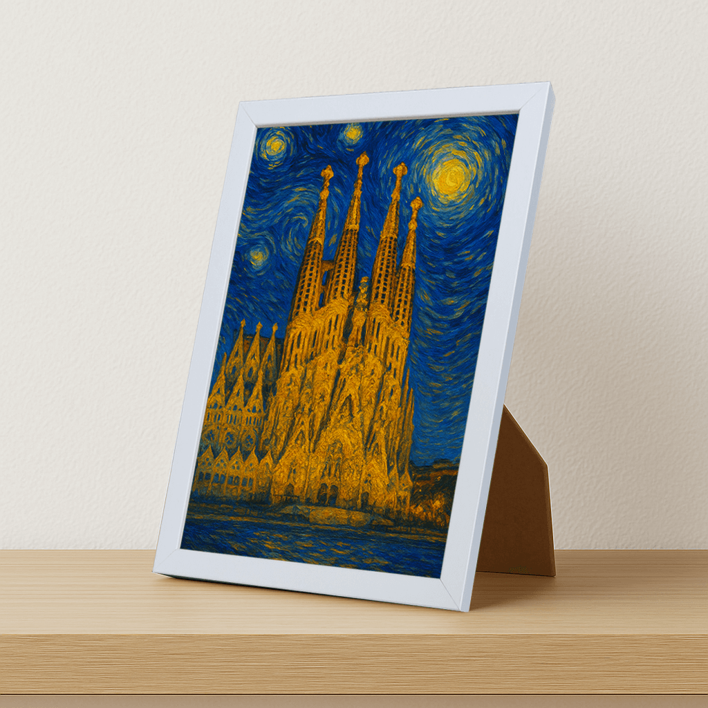 Quadri stampe d'autore La Sagrada Familia stile Gogh | Incorniciamoci