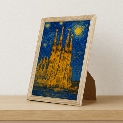 Quadri stampe d'autore La Sagrada Familia stile Gogh | Incorniciamoci