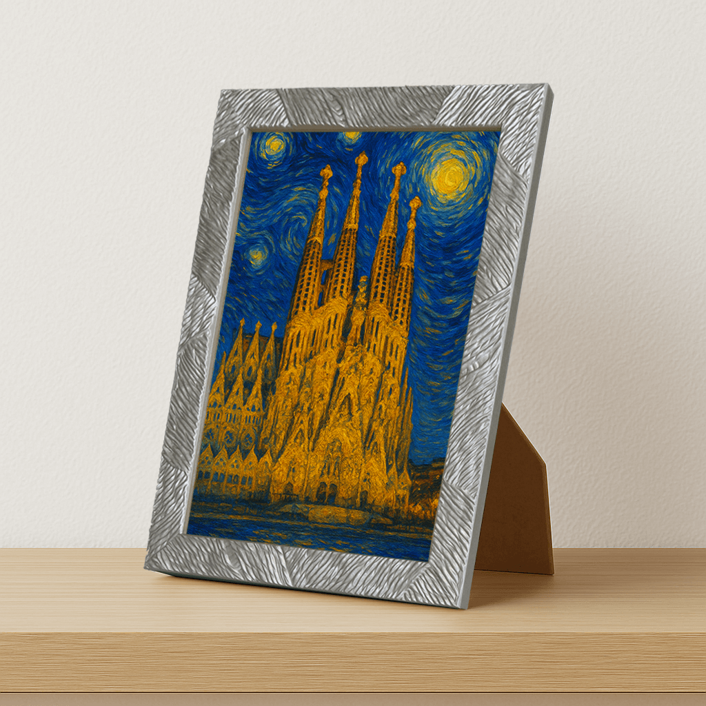 Quadri stampe d'autore La Sagrada Familia stile Gogh | Incorniciamoci
