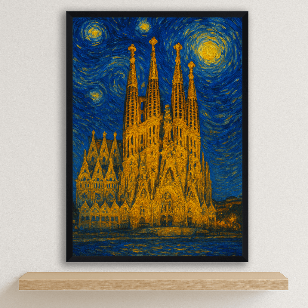 Quadri stampe d'autore La Sagrada Familia stile Gogh | Incorniciamoci