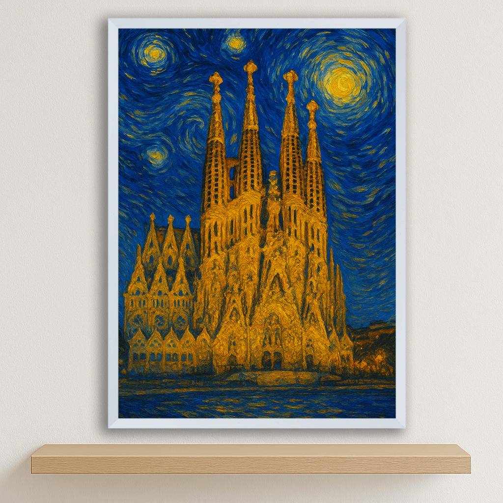 Quadri stampe d'autore La Sagrada Familia stile Gogh | Incorniciamoci