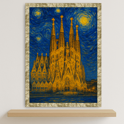 Quadri stampe d'autore La Sagrada Familia stile Gogh | Incorniciamoci