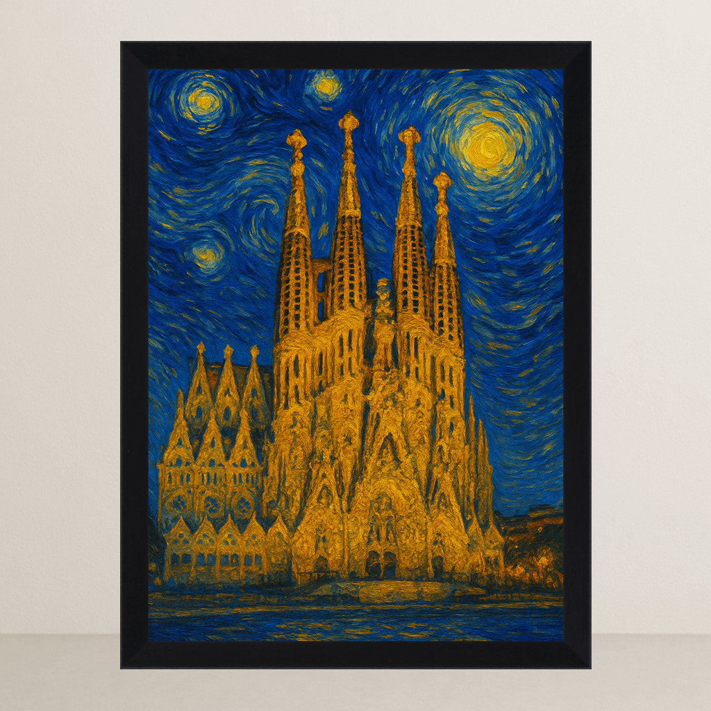 Quadri stampe d'autore La Sagrada Familia stile Gogh | Incorniciamoci