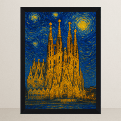 Quadri stampe d'autore La Sagrada Familia stile Gogh | Incorniciamoci