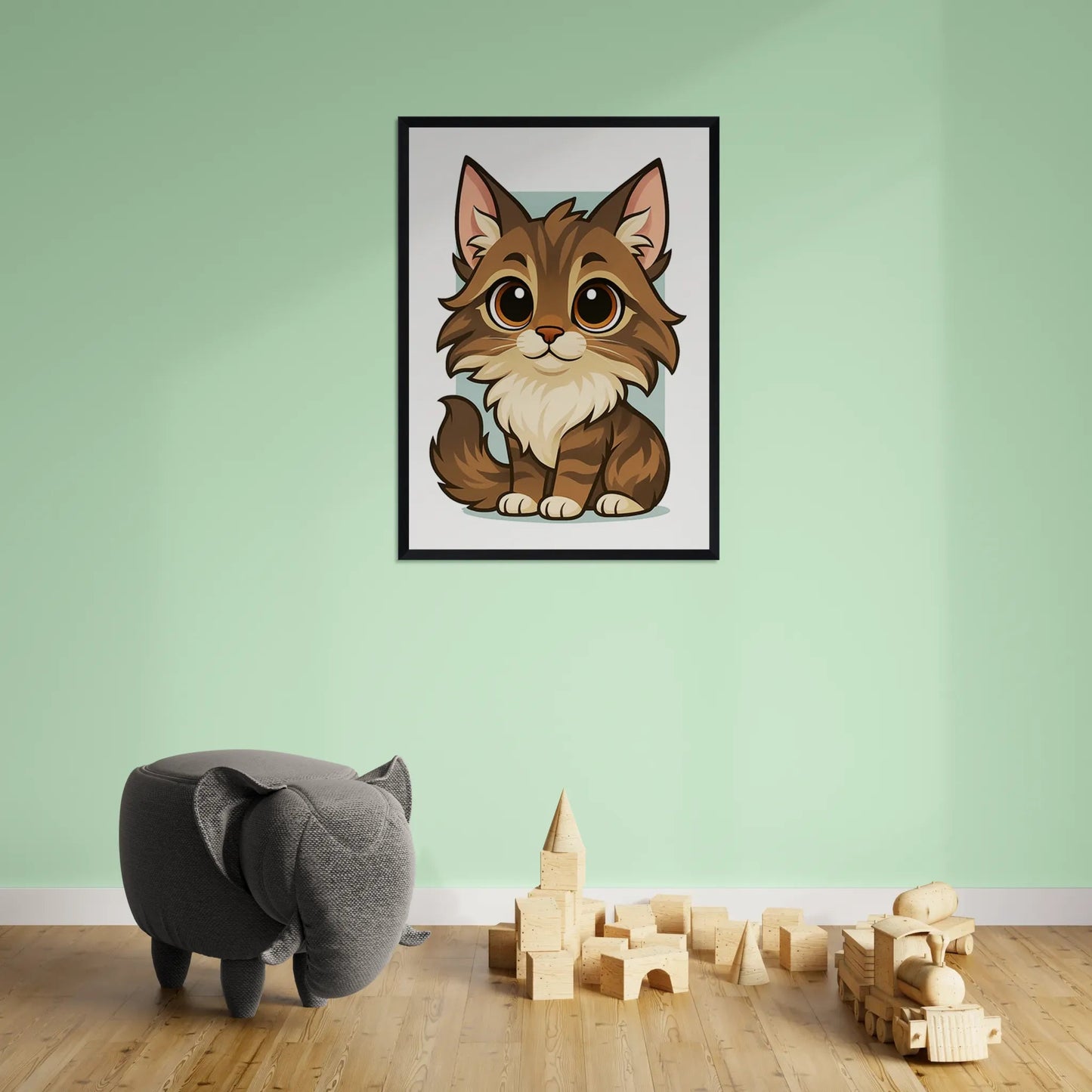 Quadri stampe d'autore Maine Coon in stile Chibi | Incorniciamoci