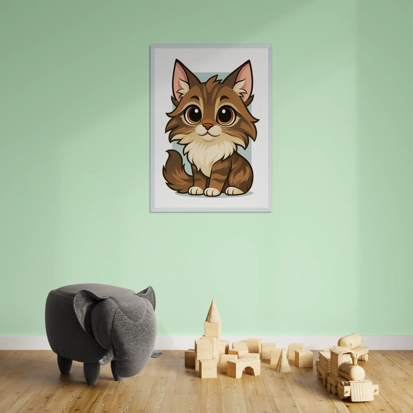 Quadri stampe d'autore Maine Coon in stile Chibi | Incorniciamoci