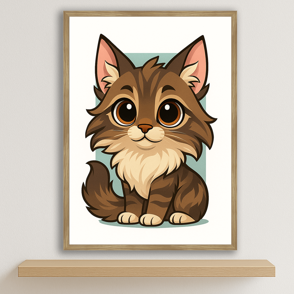Quadri stampe d'autore Maine Coon in stile Chibi | Incorniciamoci