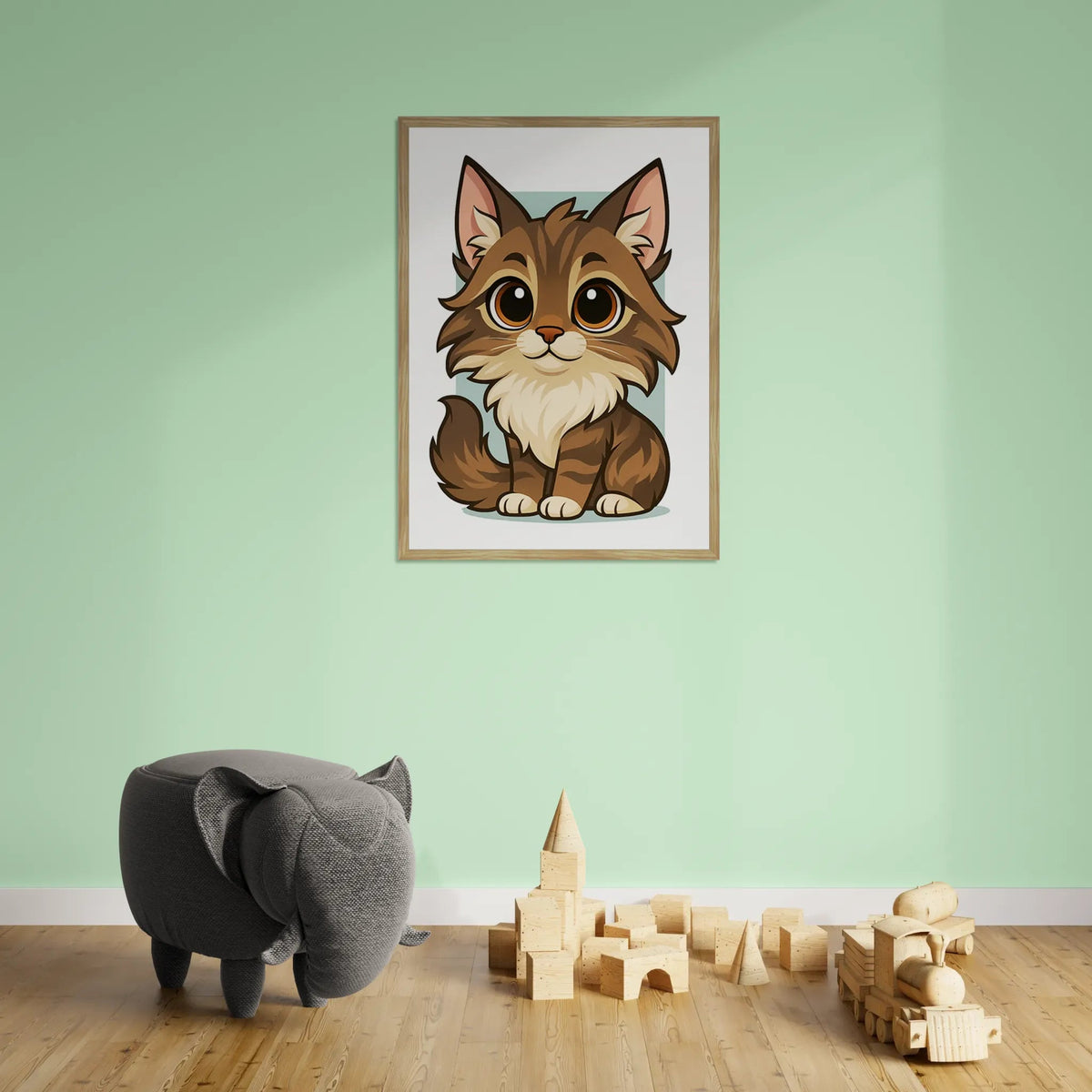 Quadri stampe d'autore Maine Coon in stile Chibi | Incorniciamoci
