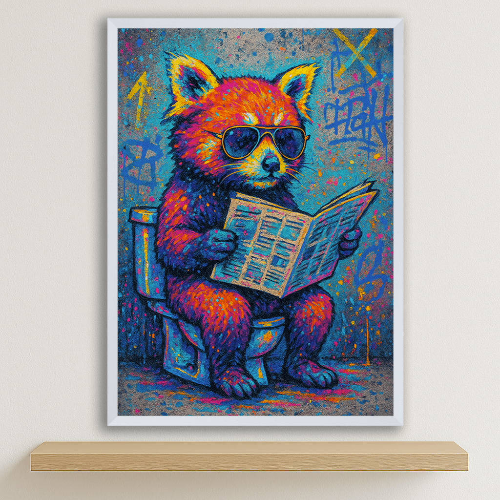 Quadri stampe d'autore Panda Rosso WC | Incorniciamoci