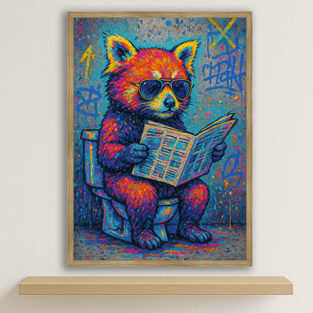 Quadri stampe d'autore Panda Rosso WC | Incorniciamoci