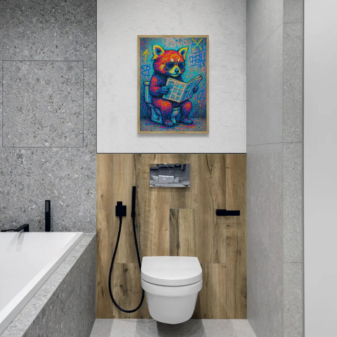 Quadri stampe d'autore Panda Rosso WC | Incorniciamoci