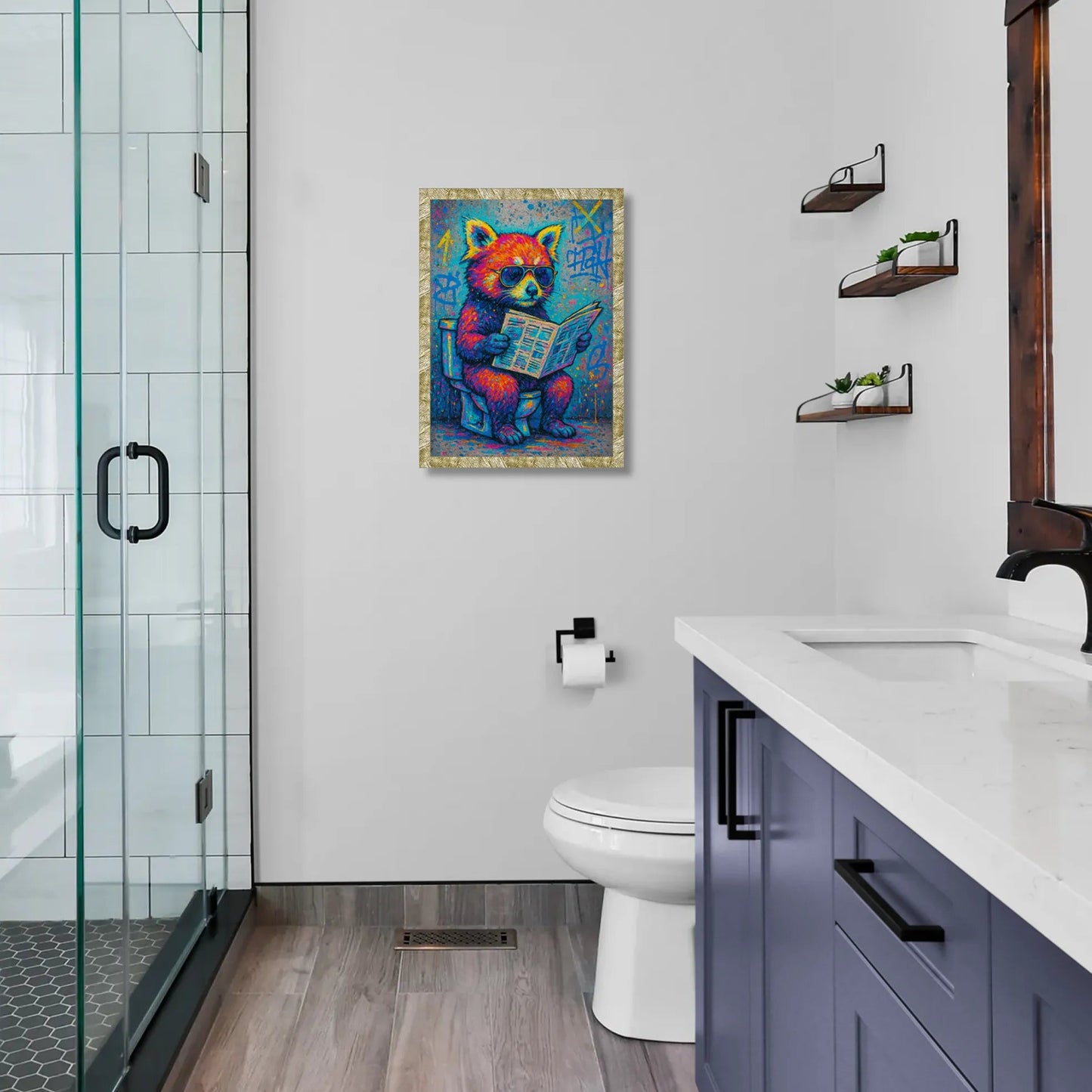 Quadri stampe d'autore Panda Rosso WC | Incorniciamoci